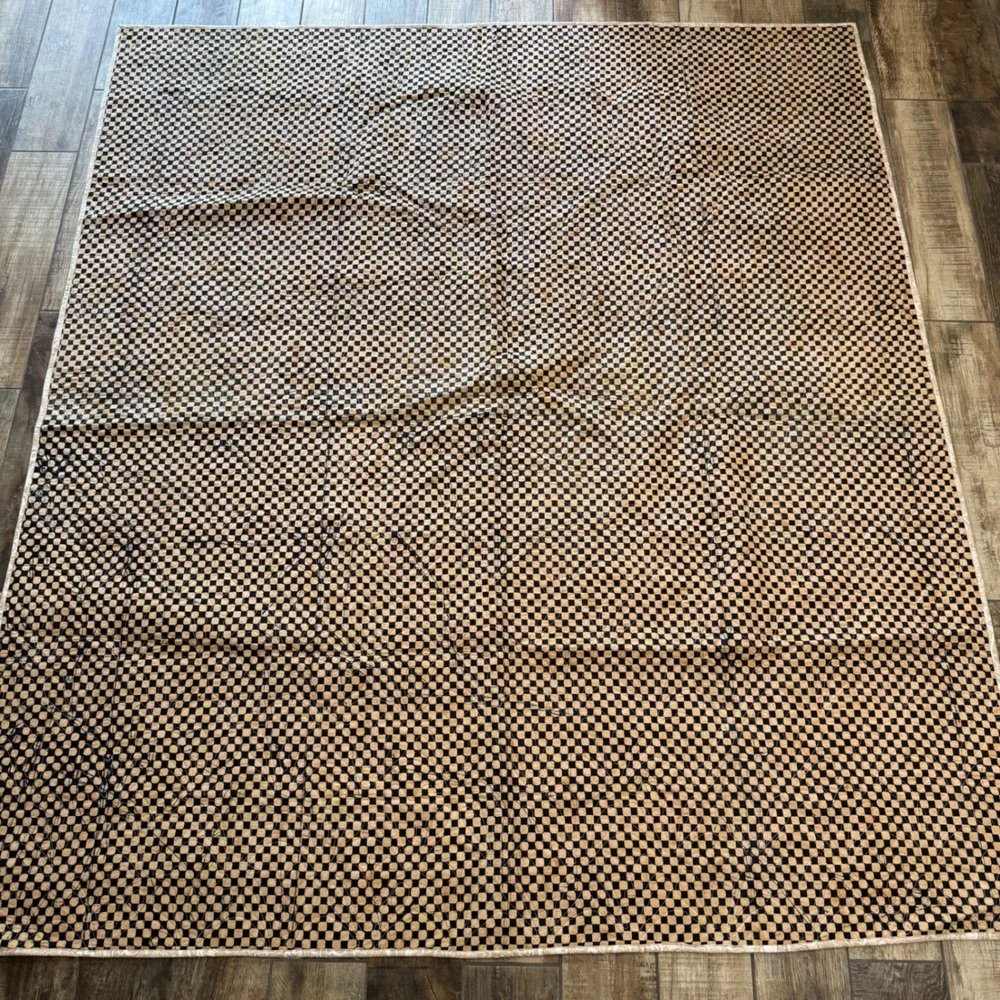 Handmade Coffee Patchwork Quilt Brown Cream Coffee Bean Cup Typography 70x80